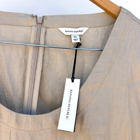 New Banana Republic Linen Scoop Neck Maxi Dress  Beige XL Extra Large Cover-Up - Picture 7 of 12